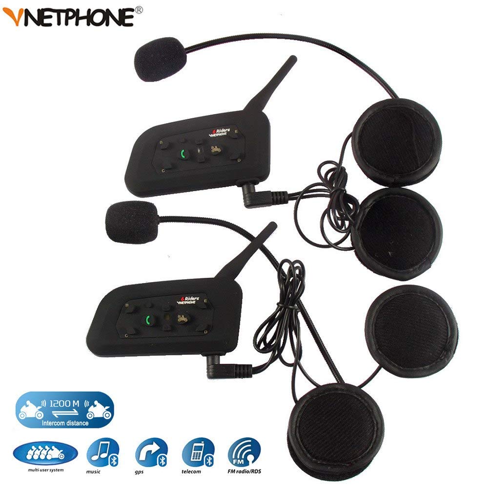 AmiciAuto 2 Pcs Vnetphone V6 Bluetooth Helmet Intercom for 6 Riders (Double Unit):
